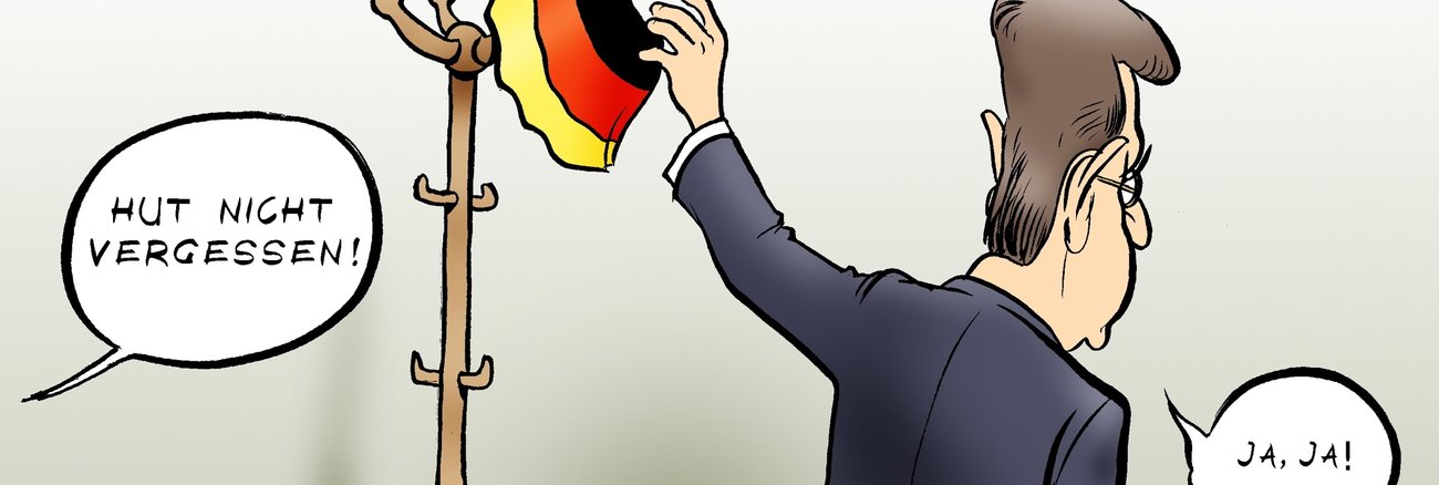Karikatur: Maßen nimmt seinen Hut © picture alliance/dieKLEINERT.de