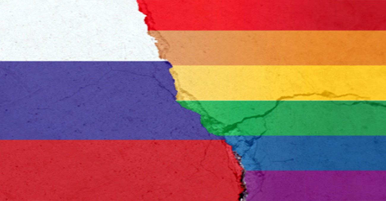 Flaggen Russland und LGBTQ