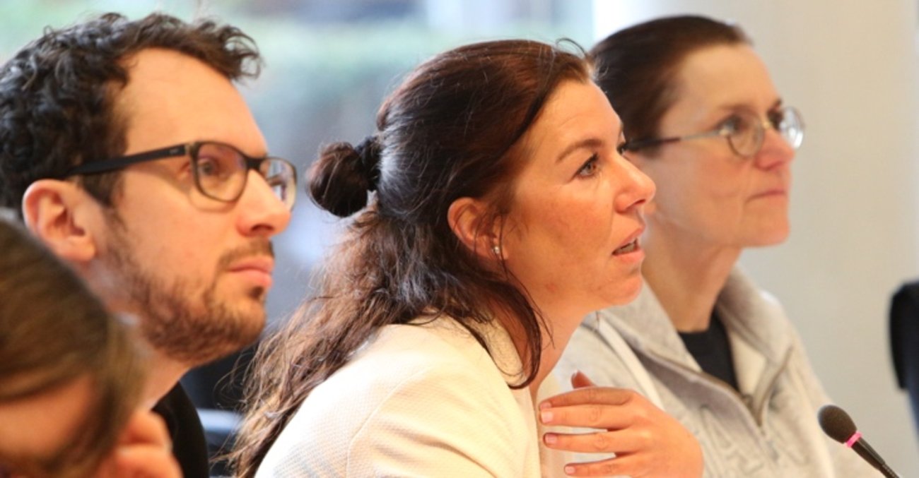 Alexander Nöhring, Lisa Yashodhara Haller und Petra Sitte (v.l.n.r.) auf der Familienkonferenz der Linksfraktion am 18. März 2019 in Berlin. Foto: Malte Daniljuk