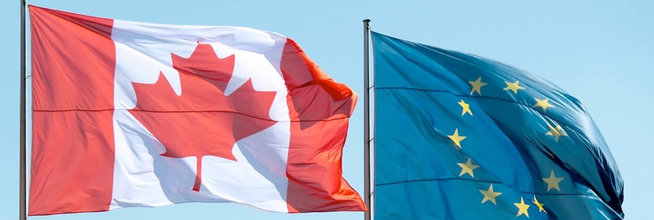 Die Flaggen von Kanada und der Europäischen Union © dpa