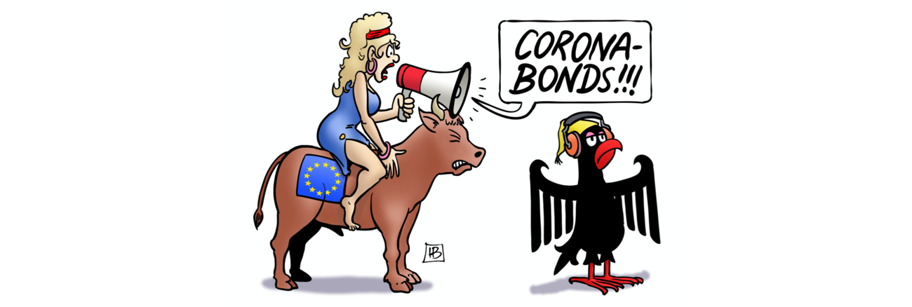 Karikatur: Corona-Bonds © Harm Bengen