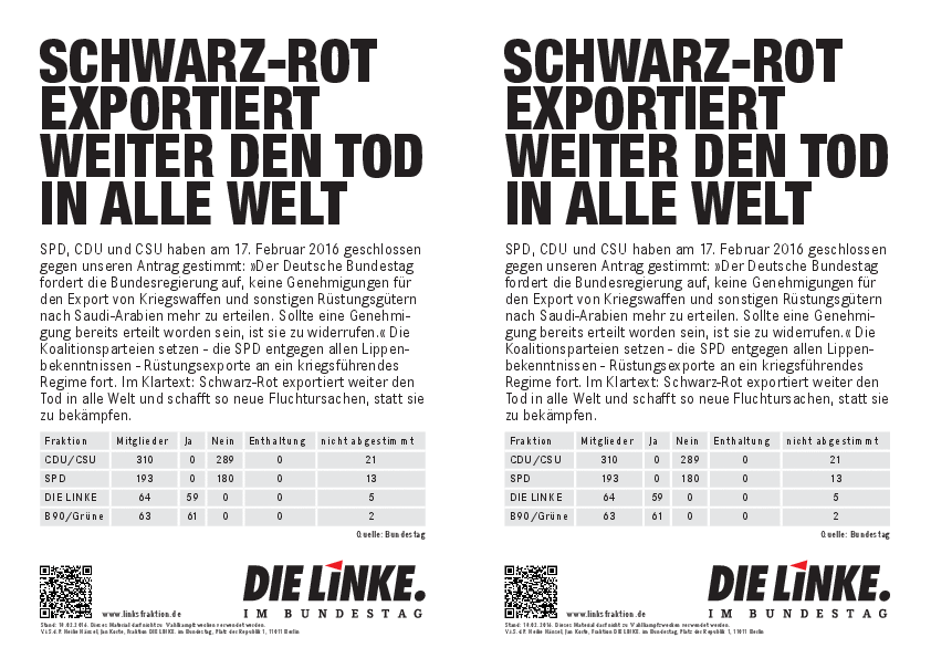 20160218 namentliche abstimmungen waffenexporte saudi arabien