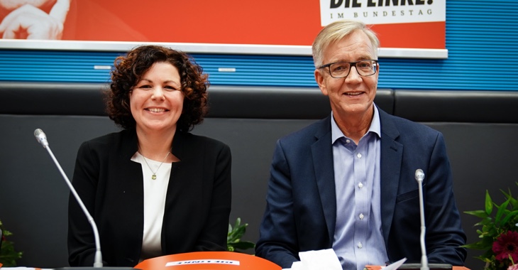 Die Vorsitzenden der Linksfraktion, Amira Mohamed Ali und Dietmar Bartsch