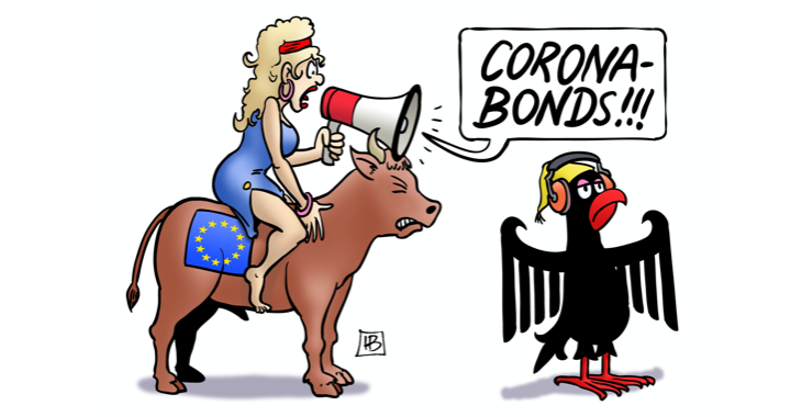 Karikatur: Corona-Bonds © Harm Bengen