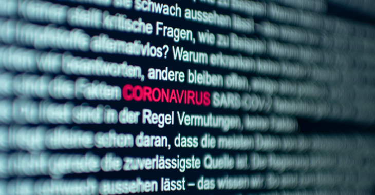 Das Wort Coronavirus in einem Text auf einem Computerbildschirm ist rot hervorgehoben © iStock/pxel66