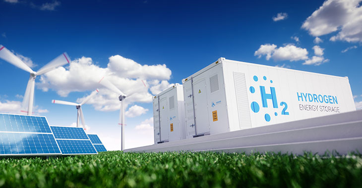Wasserstoff-Stromspeicher mit Windrädern und Solaranlagen Wasserstoff-Stromspeicher mit Windrädern und Solaranlagen