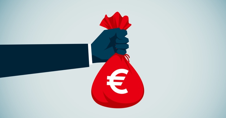 Illustration: Eine Hand hält einen Geldsack mit aufgedrucktem Euro-Symbol © iStock/erhui1979