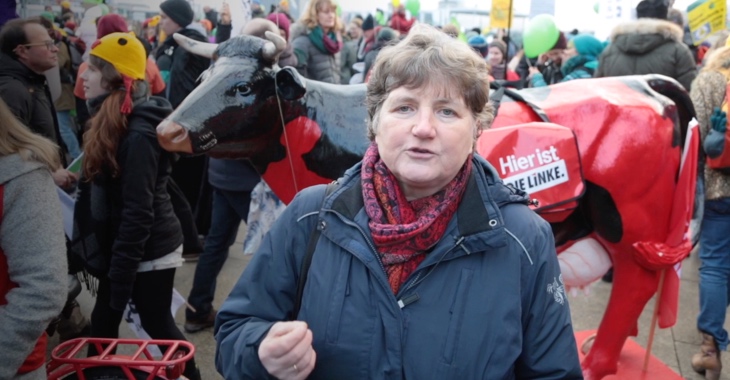Kirsten Tackmann am 20. Januar 2018 in Berlin bei der Demo »Wir haben es satt« Kirsten Tackmann am 20. Januar 2018 in Berlin bei der Demo »Wir haben es satt«