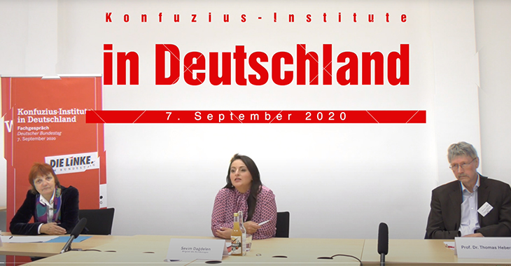 Mechthild Leutner und Thomas Heberer von Konfuzius-Instituten diskutieren mit Sevim Dağdelen Mechthild Leutner und Thomas Heberer von Konfuzius-Instituten diskutieren mit Sevim Dagdelen