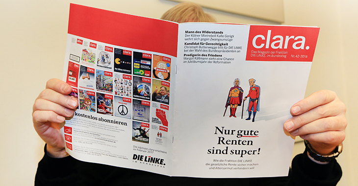 Clara Nr. 42: Ein Mann liest die neue Ausgabe Clara Nr. 42: Ein Mann liest die neue Ausgabe