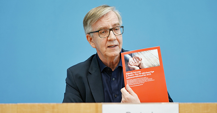 Dietmar Bartsch bei der Vorstellung des 8-Punkte-Plans für gleichwertige Lebensverhältnisse bis 2025