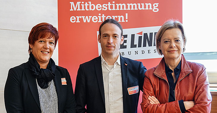 Betriebs- und Personalrätekonferenz „Gute Arbeit für Berlin?!“: Susanne Ferschl, Pascal Meiser, Gesine Lötzsch (v.l.)