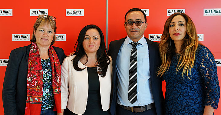 Heike Hänsel, Sevim Dagdelen, Ahmed Sheikho und Helin Evrim Sommer