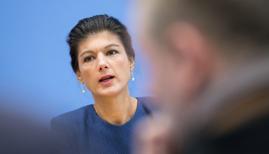 Sahra Wagenknecht in der Bundespressekonferenz © dpa