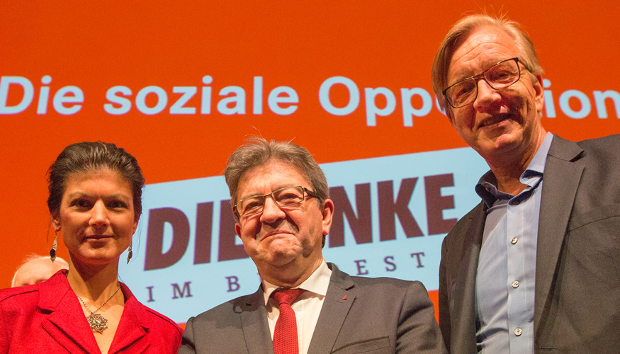 Sahra Wagenknecht, Jean-Luc Mélenchon und Dietmar Bartsch Sahra Wagenknecht, Jean-Luc Mélenchon und Dietmar Bartsch