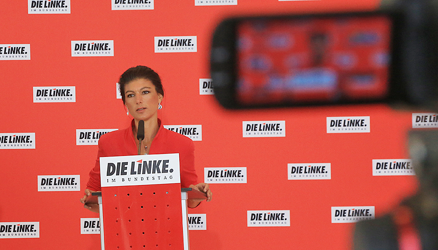 Sahra Wagenknecht beim Pressestatement